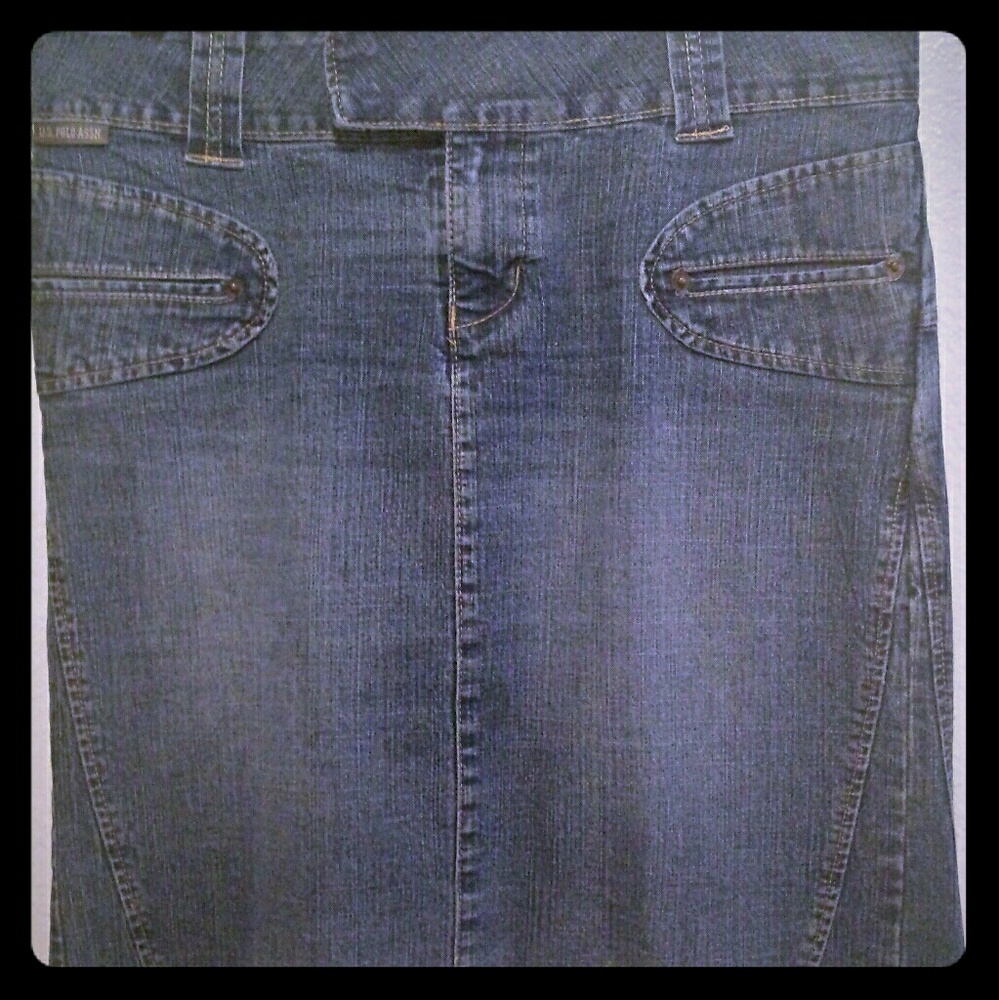 Denim knee length skirt